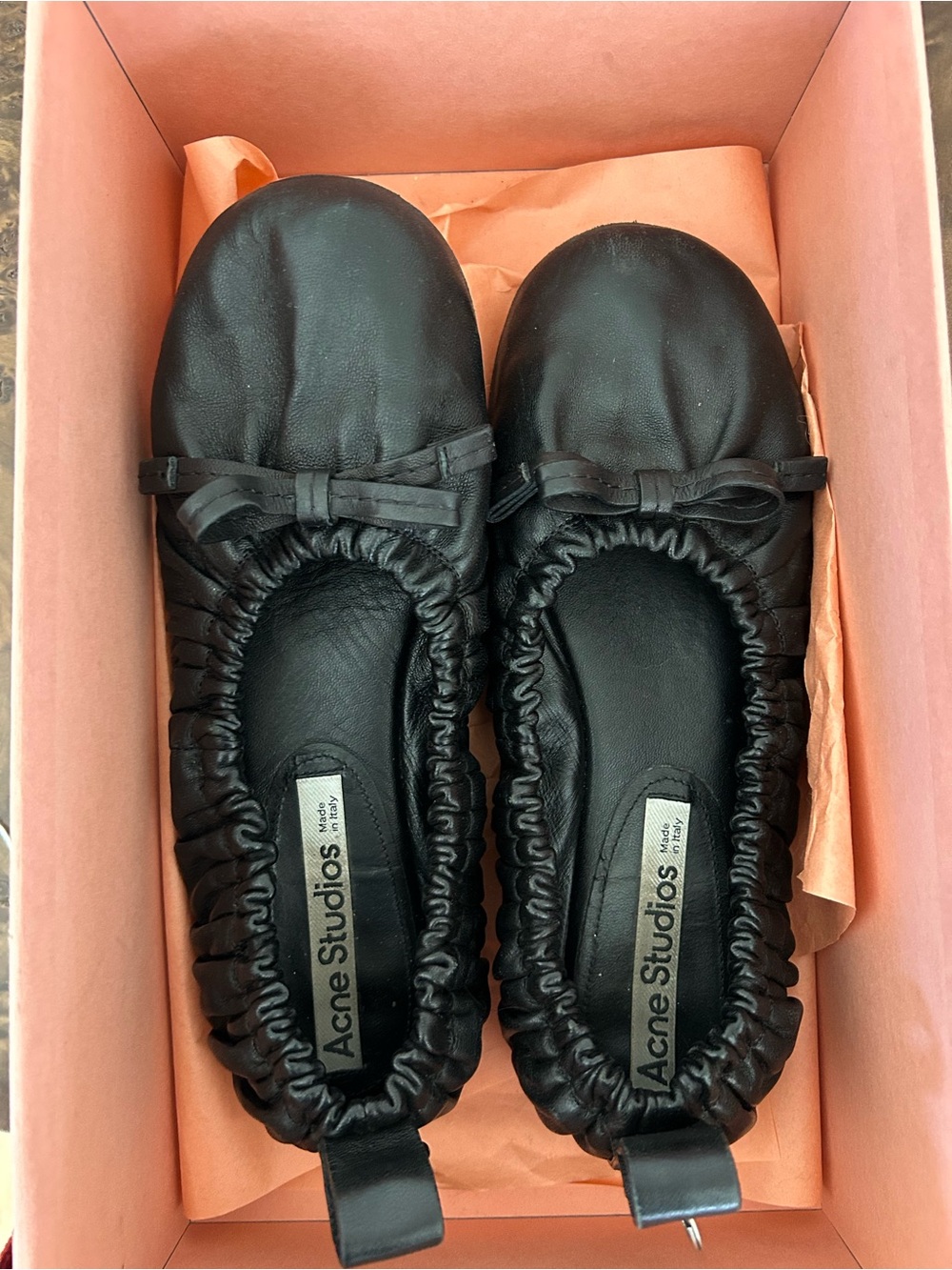 Acne Studios Black Leather Ballet Flats